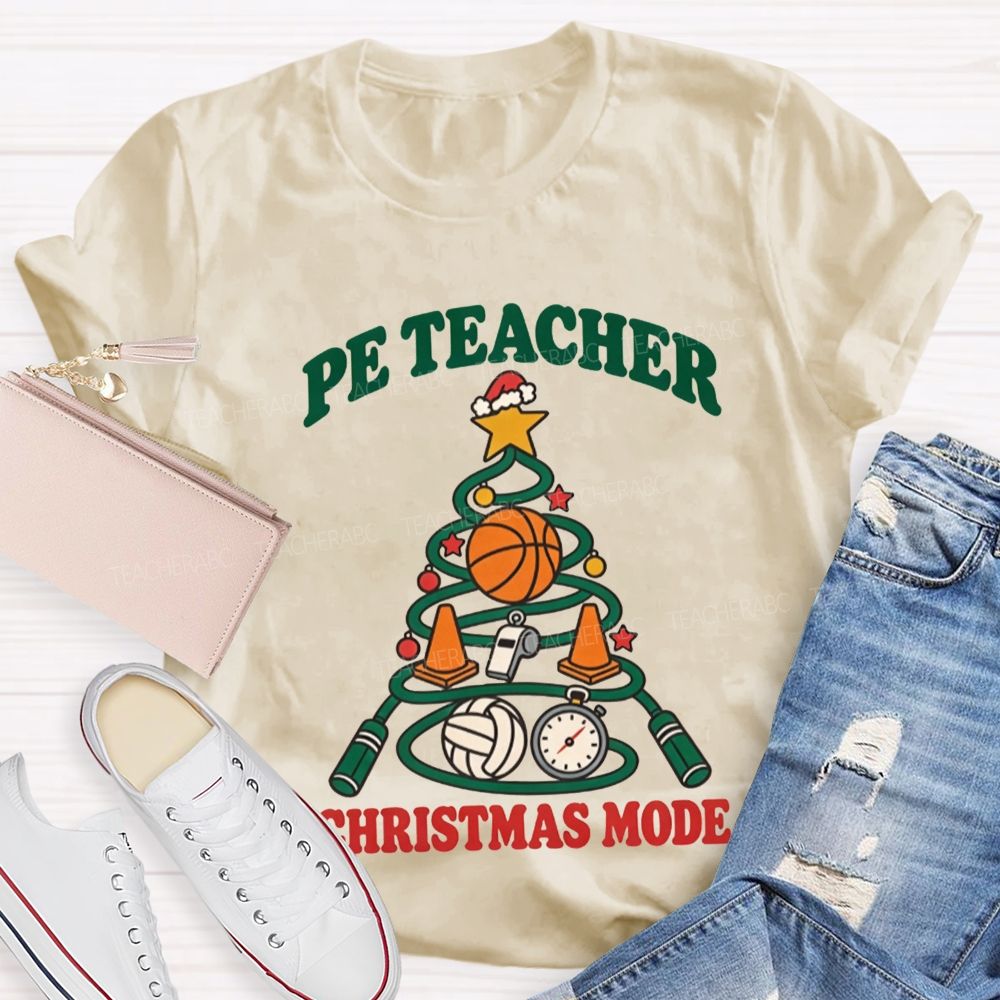 Pe Teacher Christmas Mode Christmas Tree Sports Teacher T-shirt