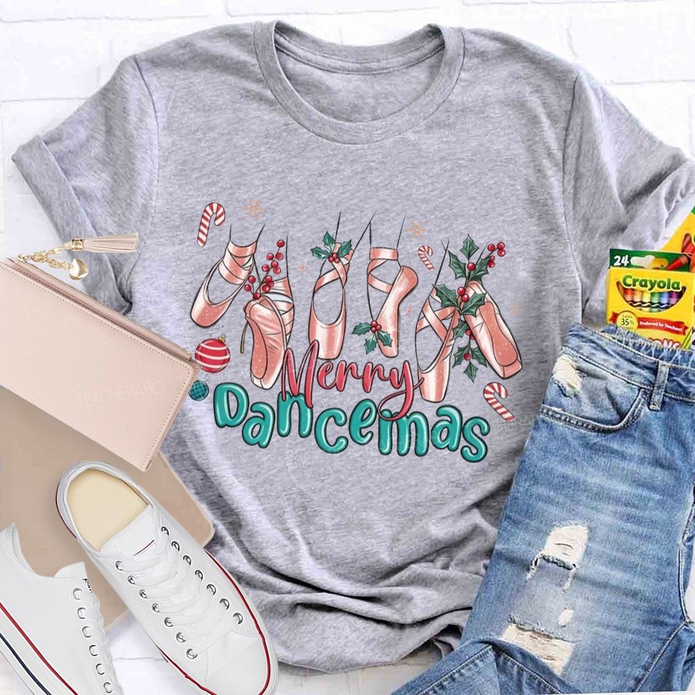 Merry Dancemas Christmas Ballet Pointe Shoes Dance Teacher T-shirt