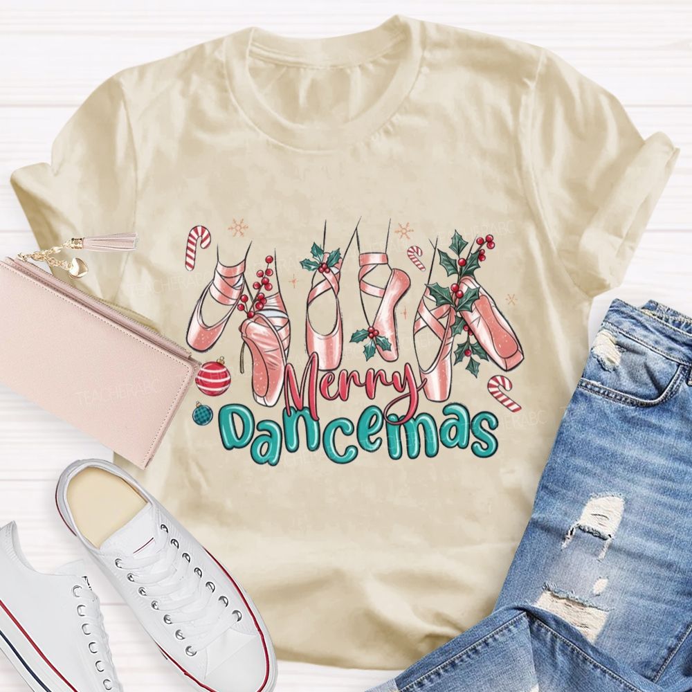 Merry Dancemas Christmas Ballet Pointe Shoes Dance Teacher T-shirt