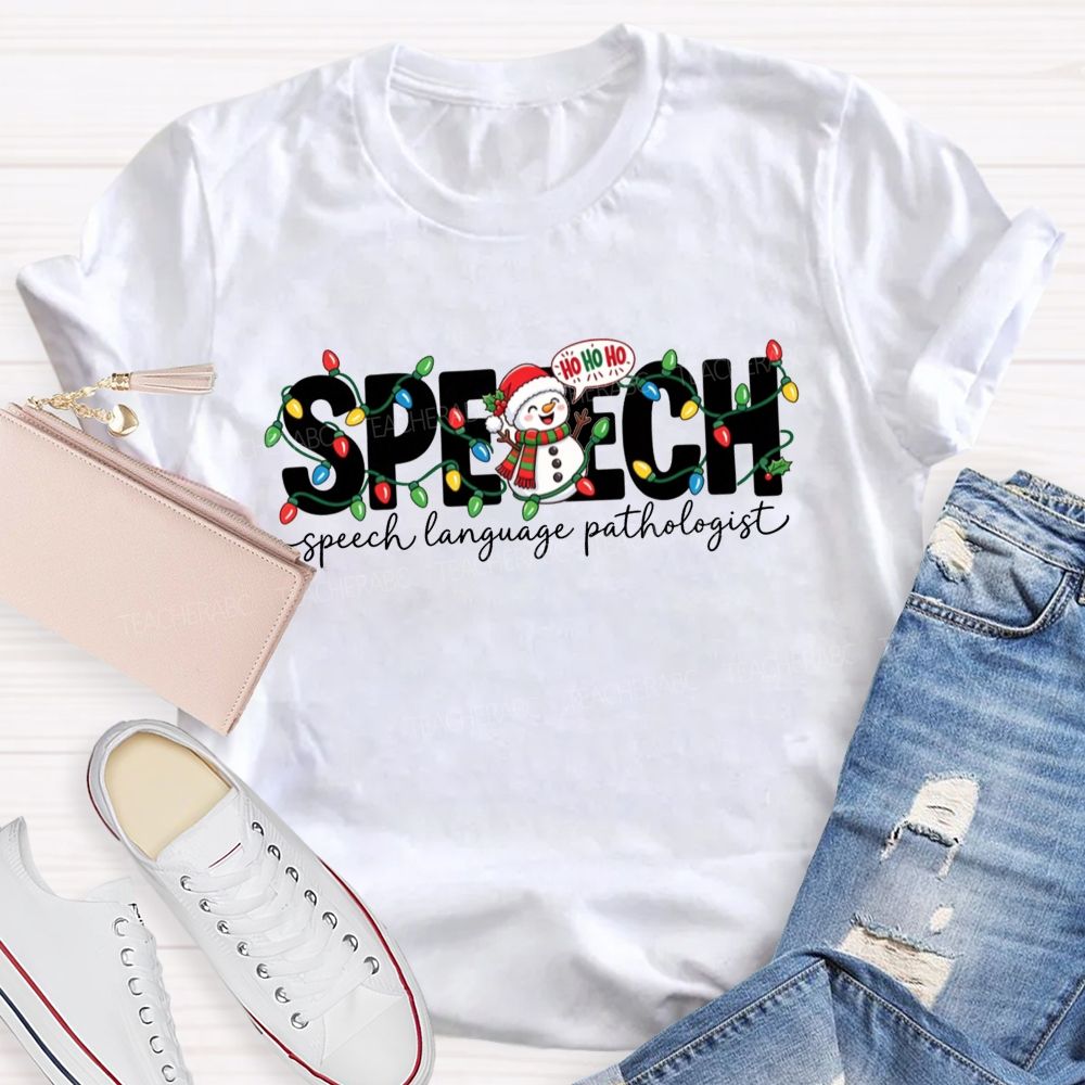 Speech Language Pathologist Snowman Slp Christmas Teacher T-shirt