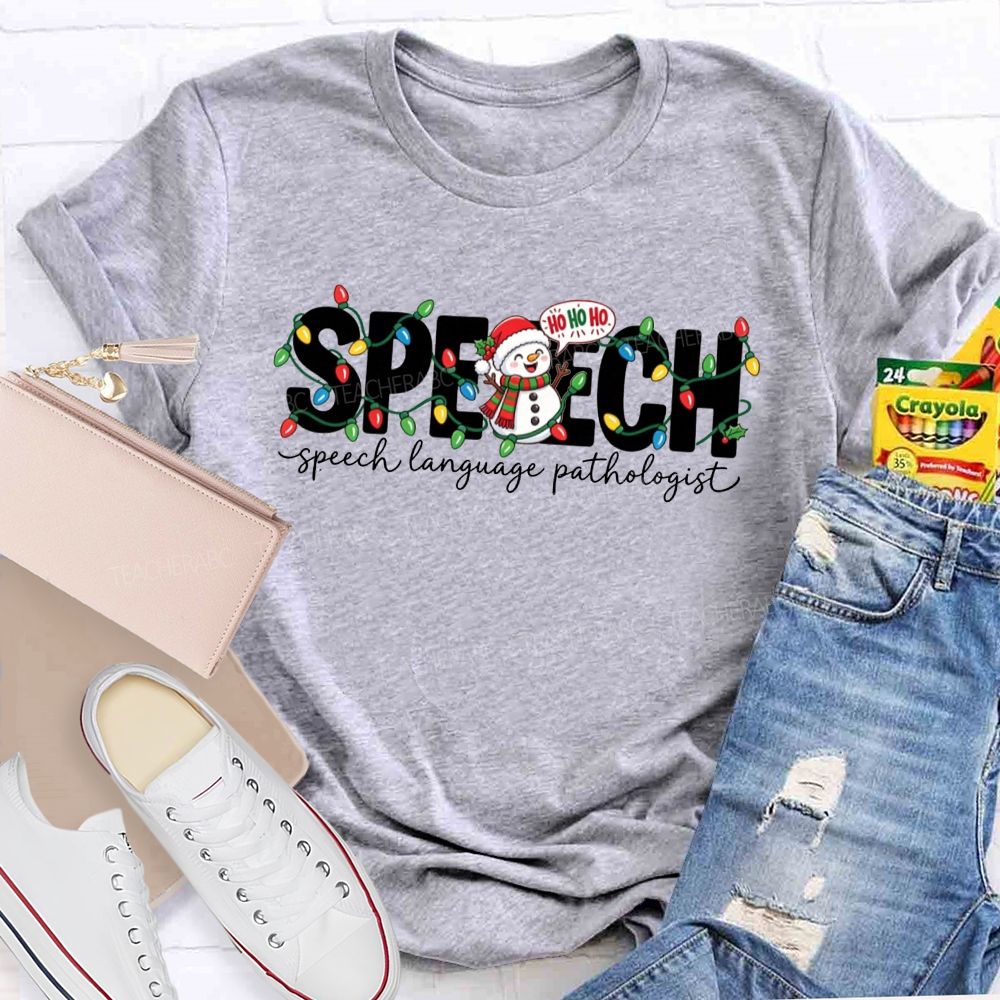 Speech Language Pathologist Snowman Slp Christmas Teacher T-shirt