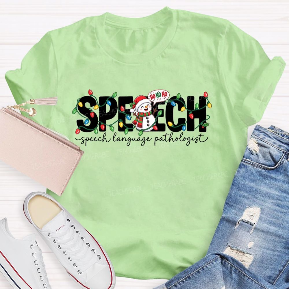 Speech Language Pathologist Snowman Slp Christmas Teacher T-shirt