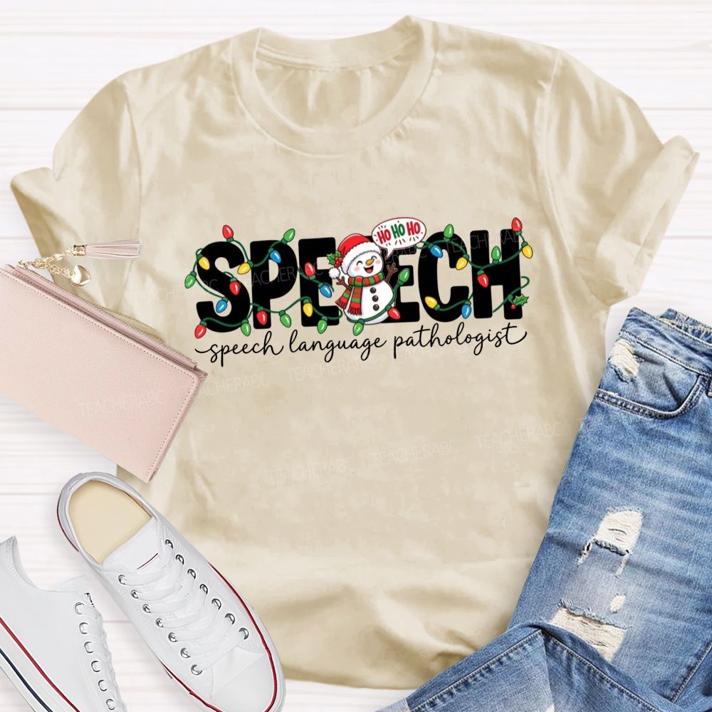 Speech Language Pathologist Snowman Slp Christmas Teacher T-shirt