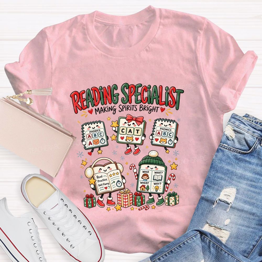 Reading Specialist Making Spirits Bright Teacher T-shirt