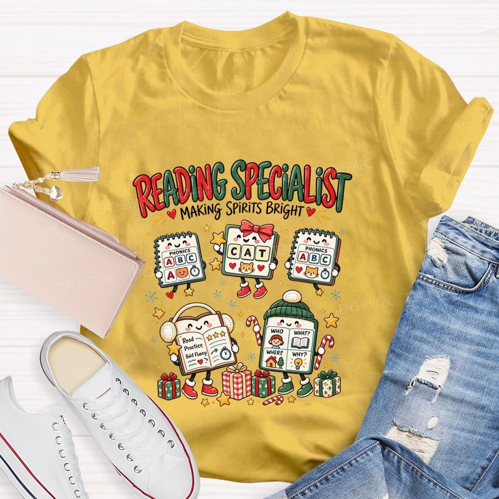 Reading Specialist Making Spirits Bright Teacher T-shirt