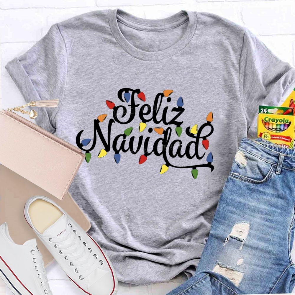 Christmas Lights Feliz Navidad Spanish Teacher T-shirt
