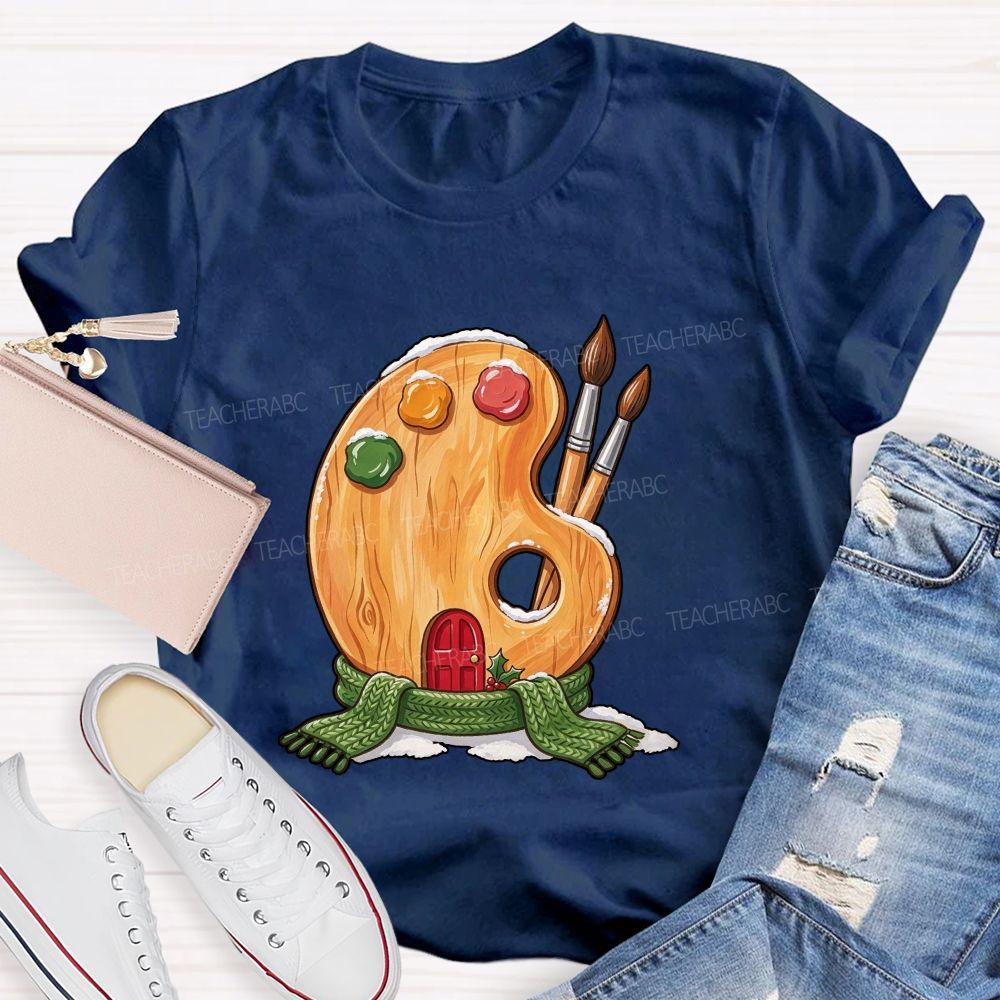 Christmas Art Colorful Brush Teacher T-shirt