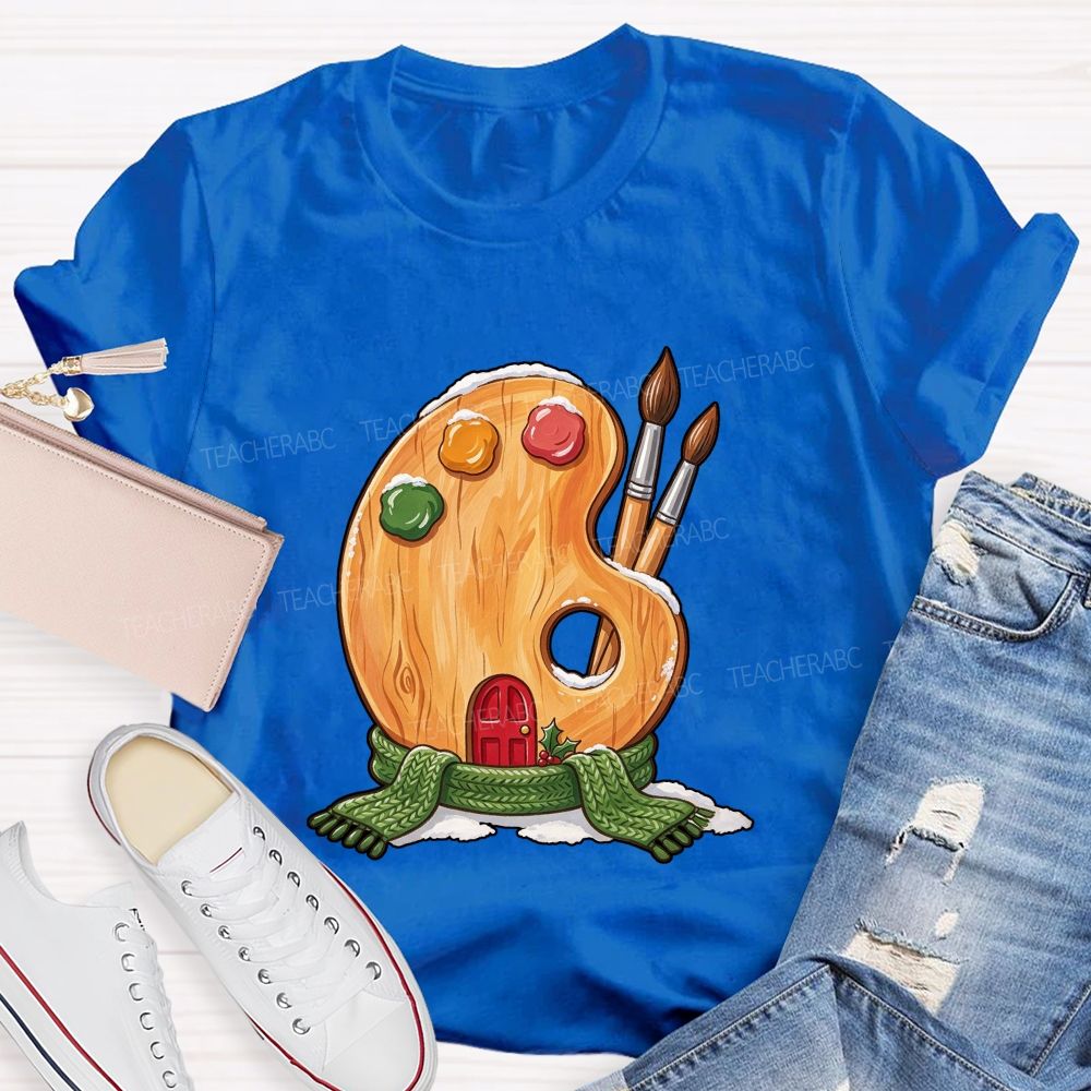 Christmas Art Colorful Brush Teacher T-shirt