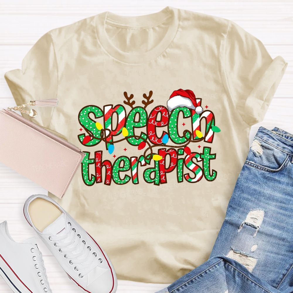 Christmas Speech Therapist Teacher T-shirt