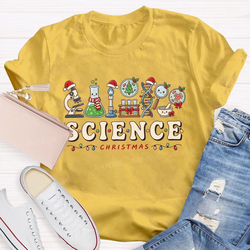 Science Christmas Lab Equipment Teacher T-shirt