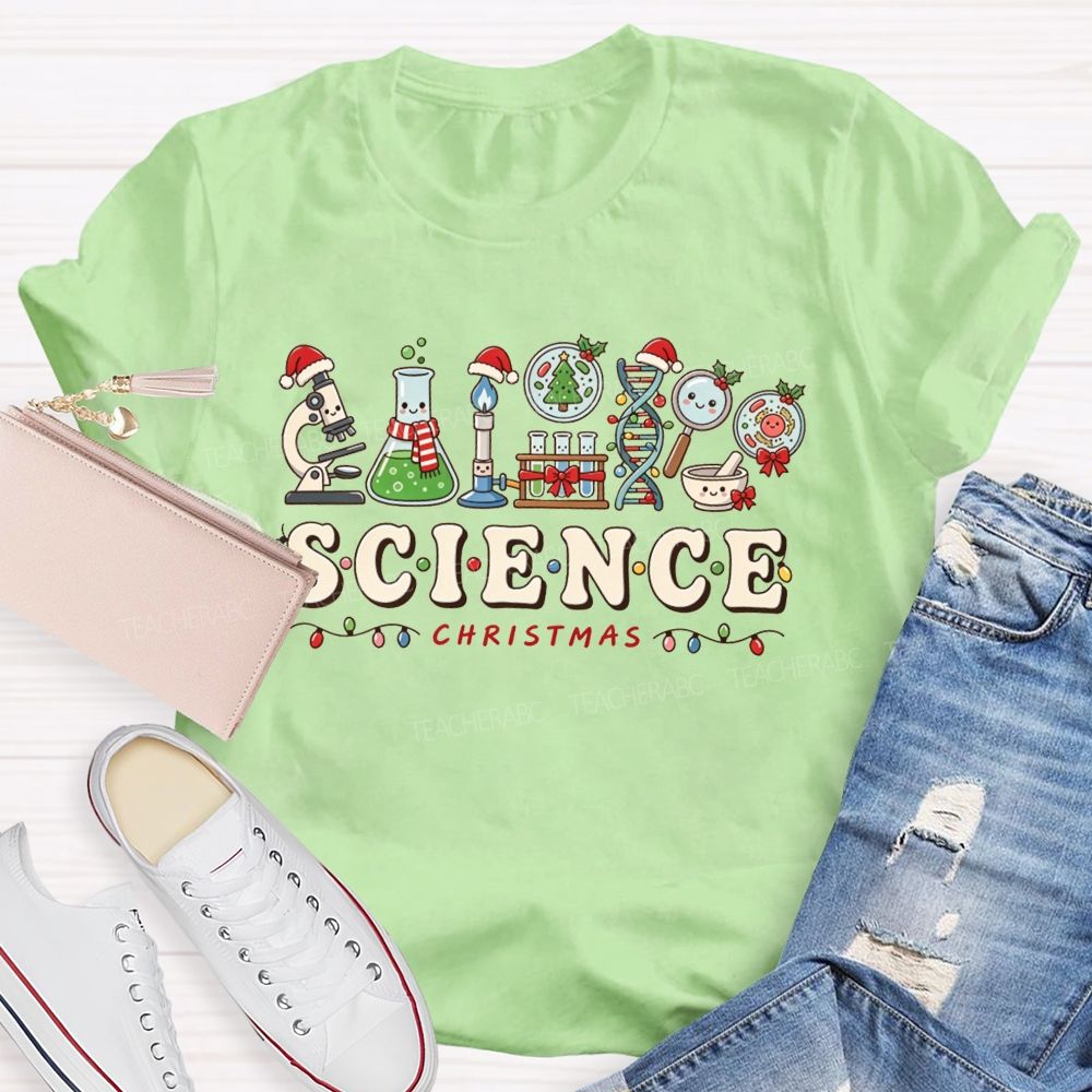 Science Christmas Lab Equipment Teacher T-shirt