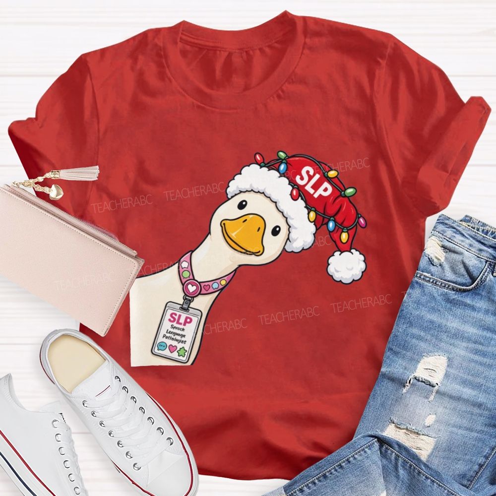 Slp Christmas Duck With Speech Therapist Teacher T-shirt