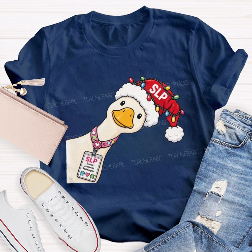 Slp Christmas Duck With Speech Therapist Teacher T-shirt