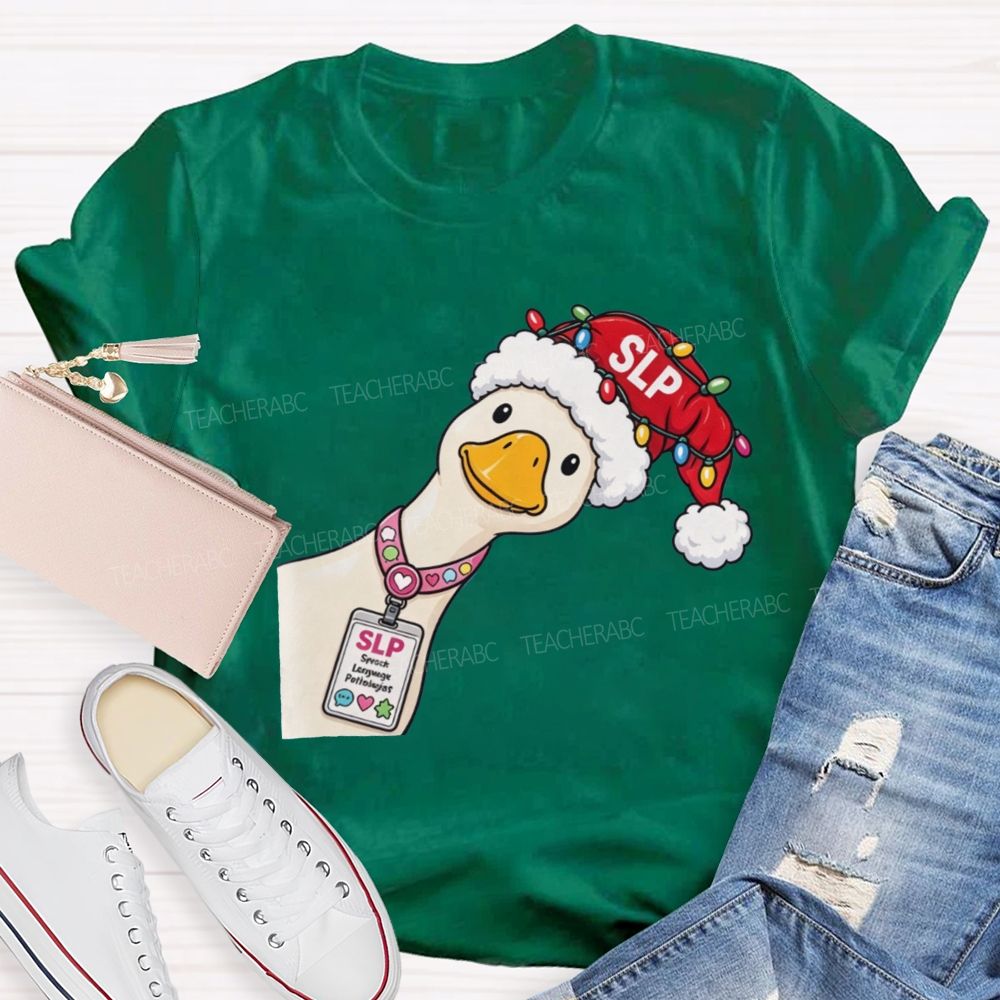 Slp Christmas Duck With Speech Therapist Teacher T-shirt