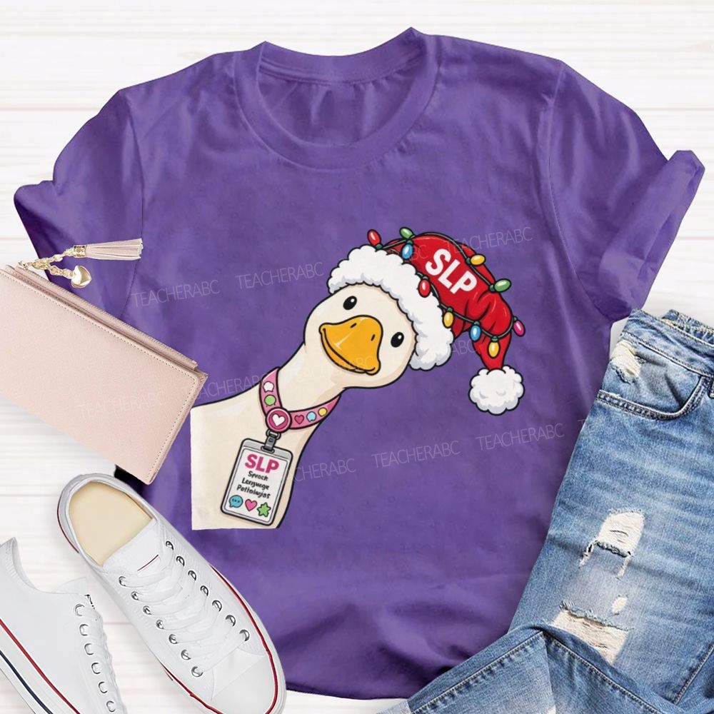 Slp Christmas Duck With Speech Therapist Teacher T-shirt