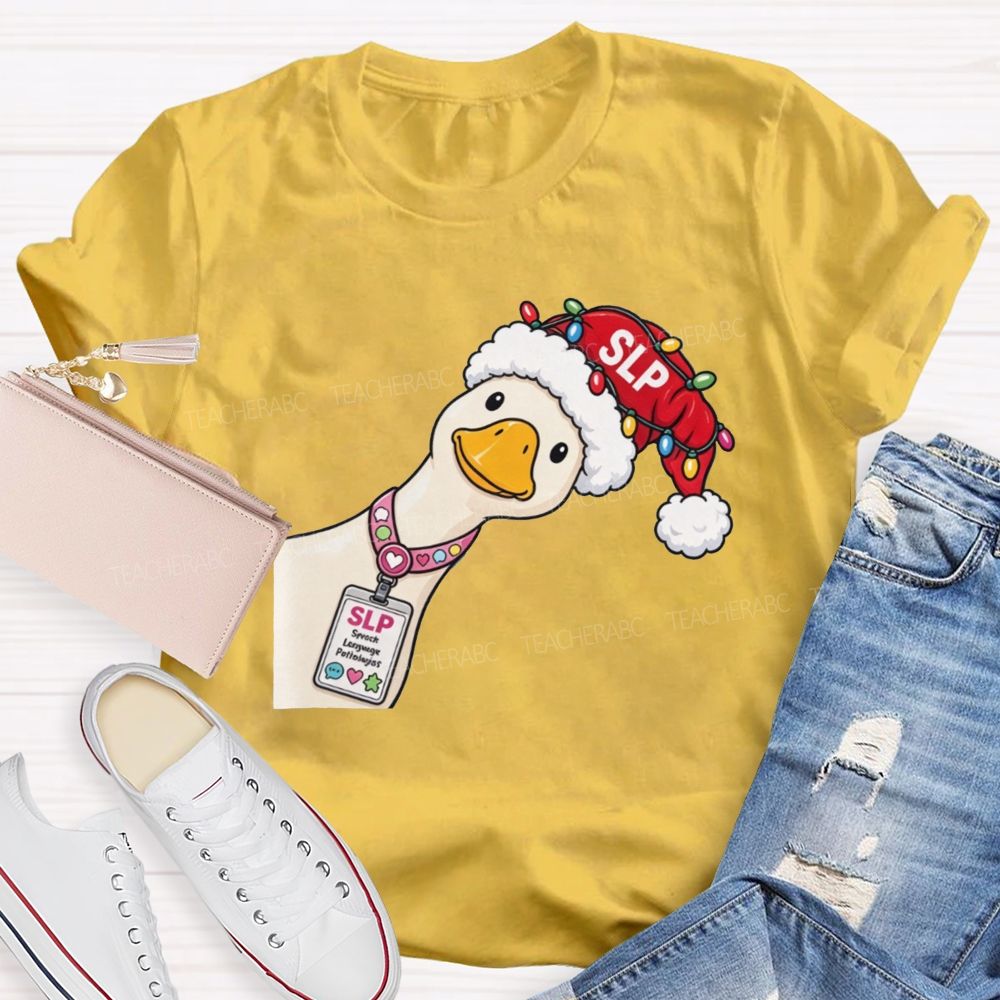 Slp Christmas Duck With Speech Therapist Teacher T-shirt