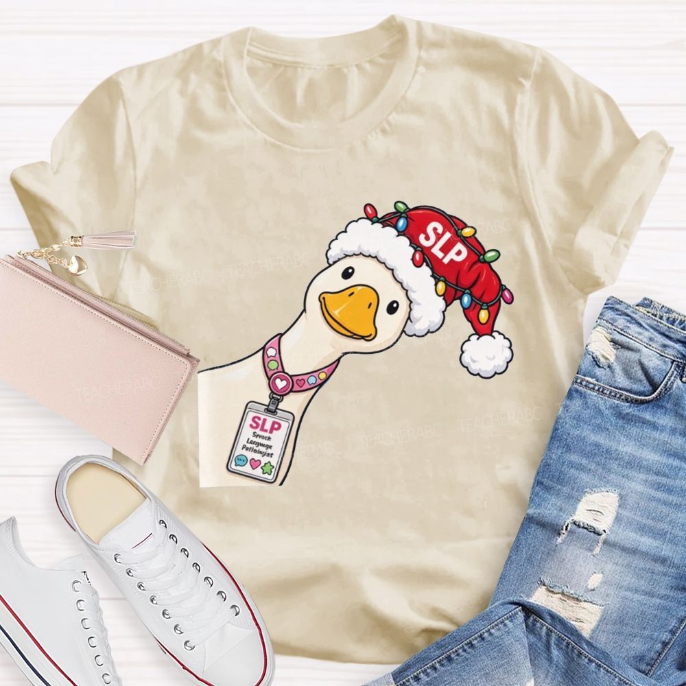 Slp Christmas Duck With Speech Therapist Teacher T-shirt