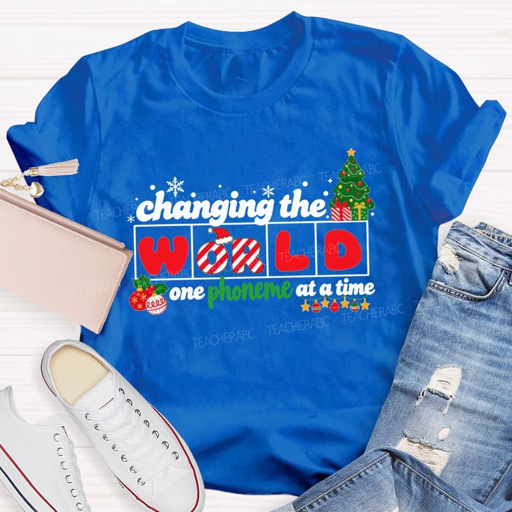Slp Christmas Changing The World One Phoneme At A Time Teacher T-shirt