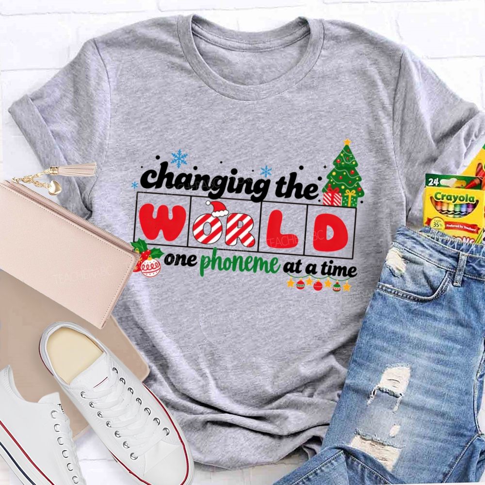 Slp Christmas Changing The World One Phoneme At A Time Teacher T-shirt