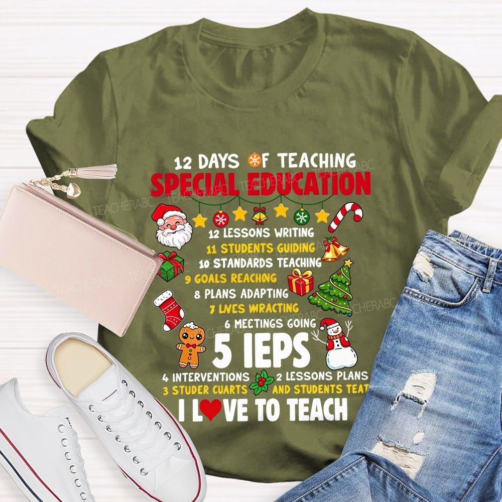12 Days Of Teaching Special Education Christmas Teacher T-shirt