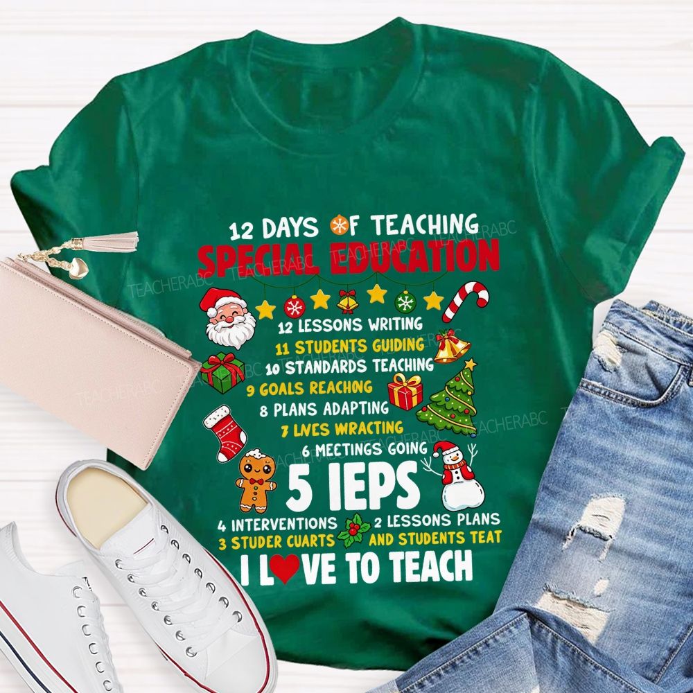 12 Days Of Teaching Special Education Christmas Teacher T-shirt