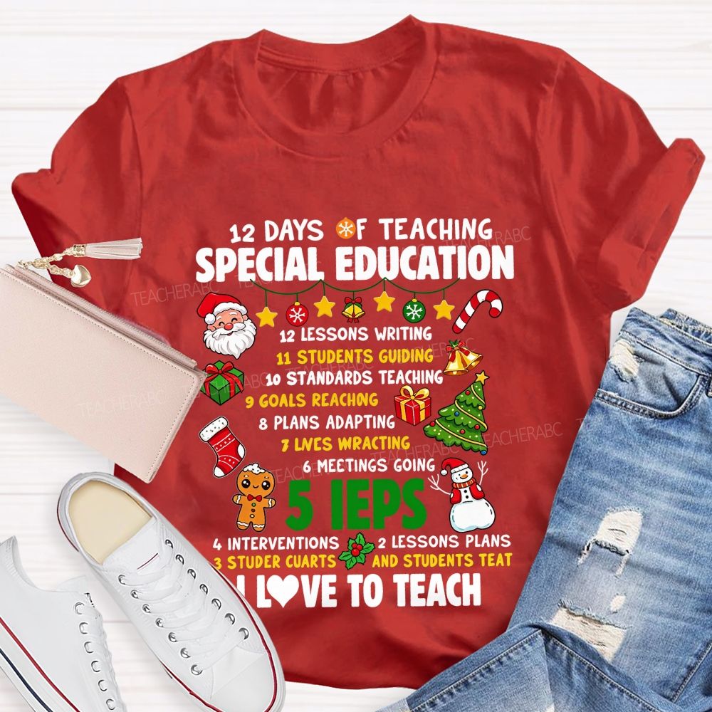 12 Days Of Teaching Special Education Christmas Teacher T-shirt