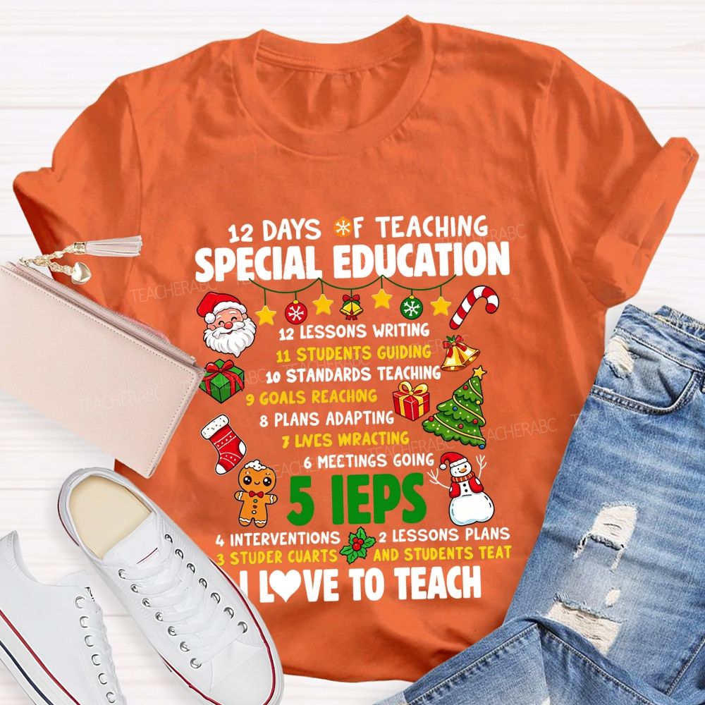 12 Days Of Teaching Special Education Christmas Teacher T-shirt