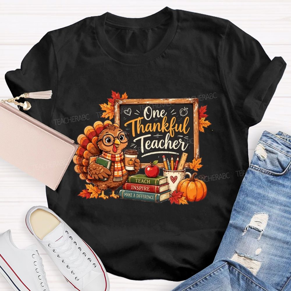 One Thankful Teacher Turkey Teacher Thanksgiving T-shirt