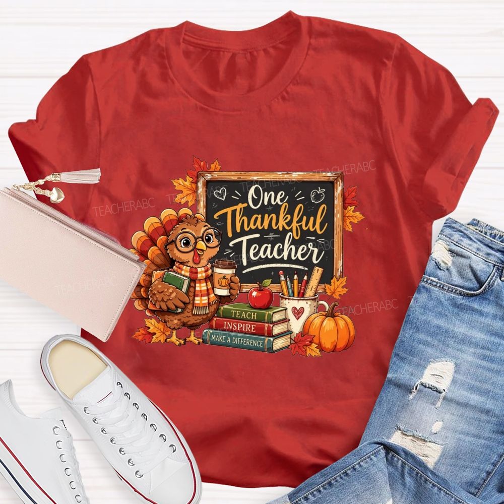 One Thankful Teacher Turkey Teacher Thanksgiving T-shirt