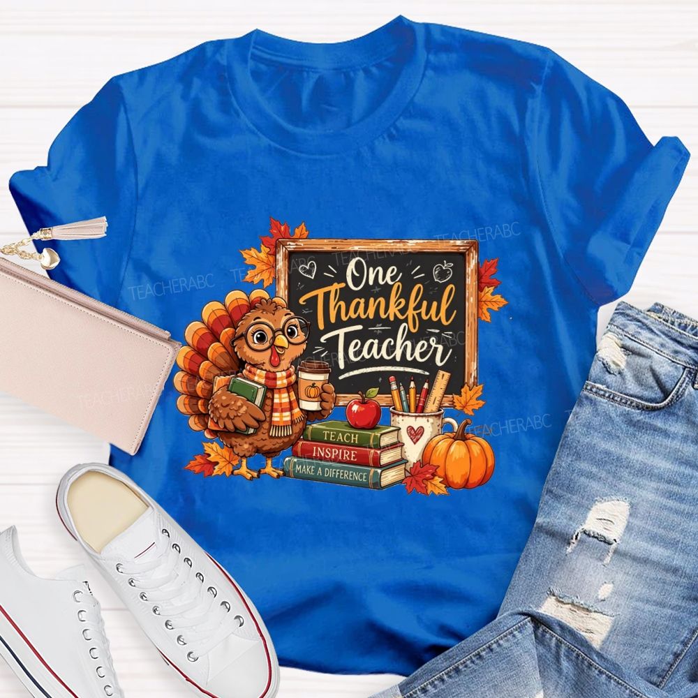 One Thankful Teacher Turkey Teacher Thanksgiving T-shirt