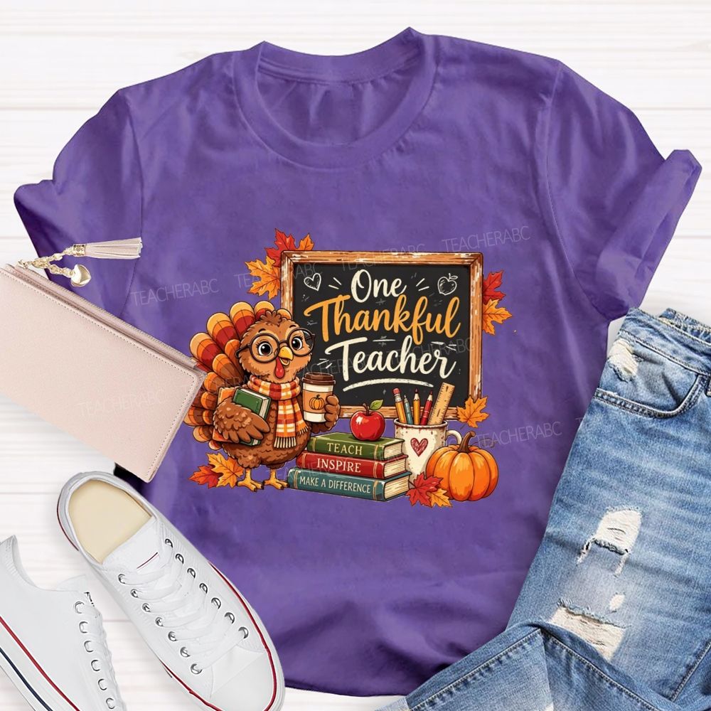 One Thankful Teacher Turkey Teacher Thanksgiving T-shirt