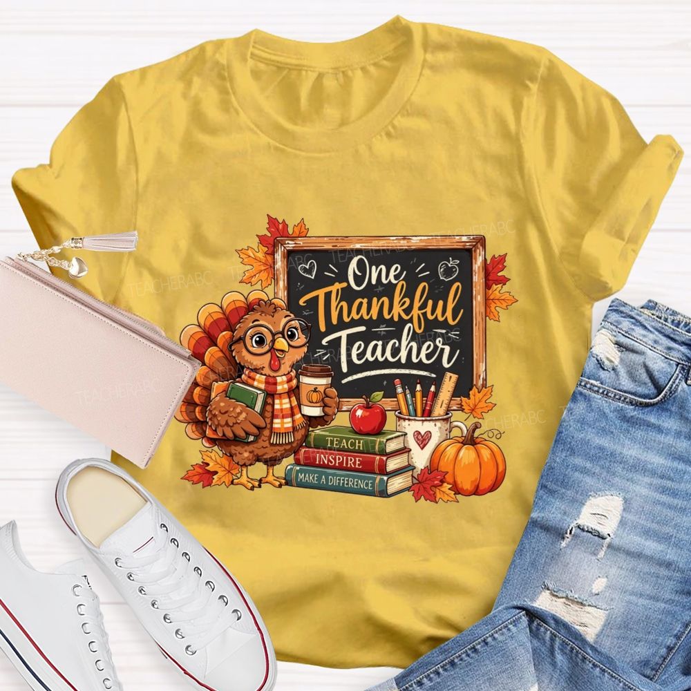 One Thankful Teacher Turkey Teacher Thanksgiving T-shirt