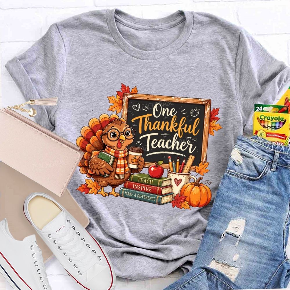 One Thankful Teacher Turkey Teacher Thanksgiving T-shirt