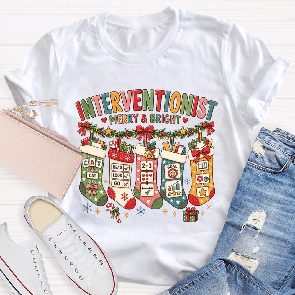 Interventionist Merry And Bright Christmas Stocking Interventionist T-shirt