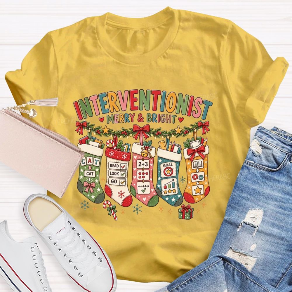 Interventionist Merry And Bright Christmas Stocking Interventionist T-shirt
