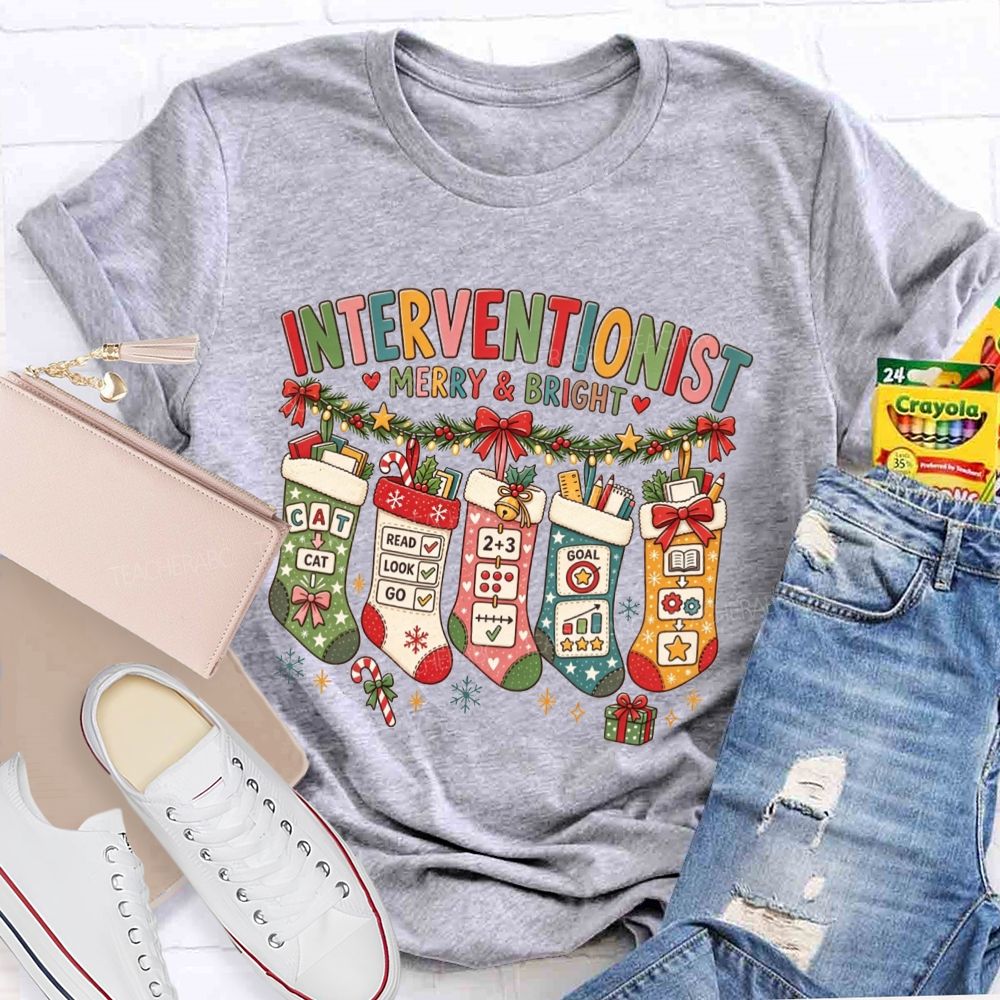 Interventionist Merry And Bright Christmas Stocking Interventionist T-shirt