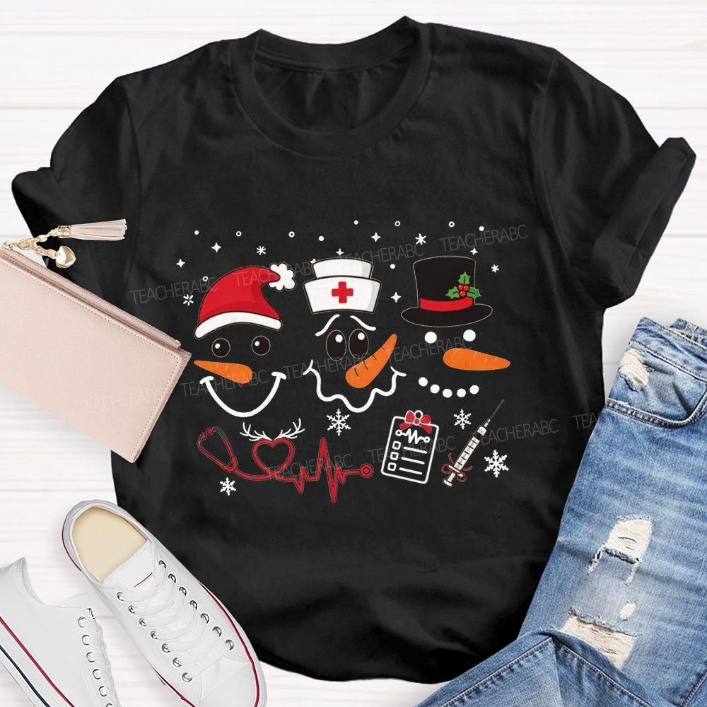 Nurse Christmas Three Snowmen T-shirt