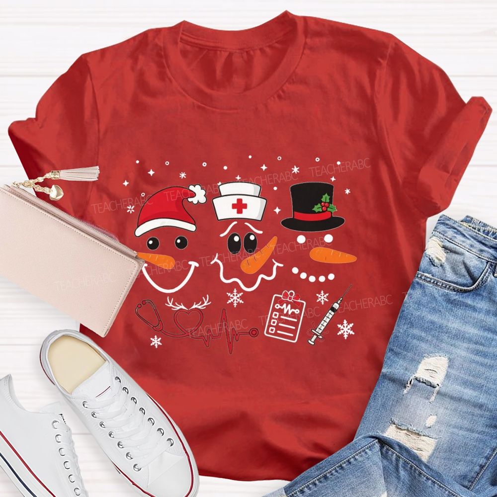 Nurse Christmas Three Snowmen T-shirt