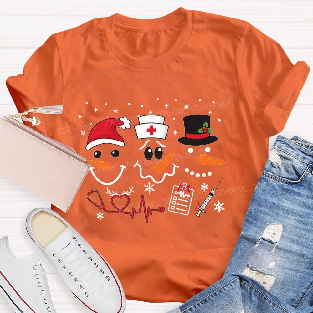 Nurse Christmas Three Snowmen T-shirt