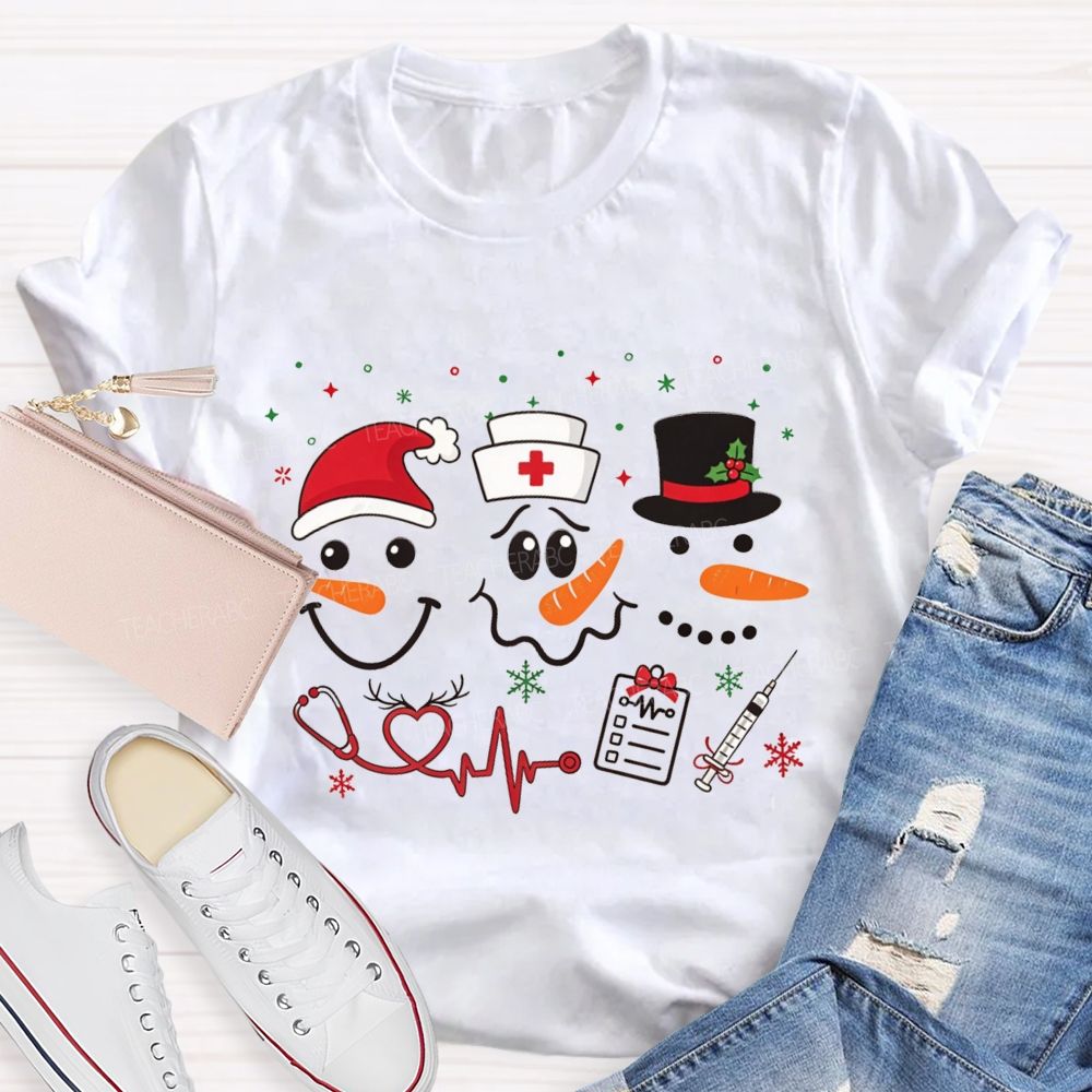 Nurse Christmas Three Snowmen T-shirt