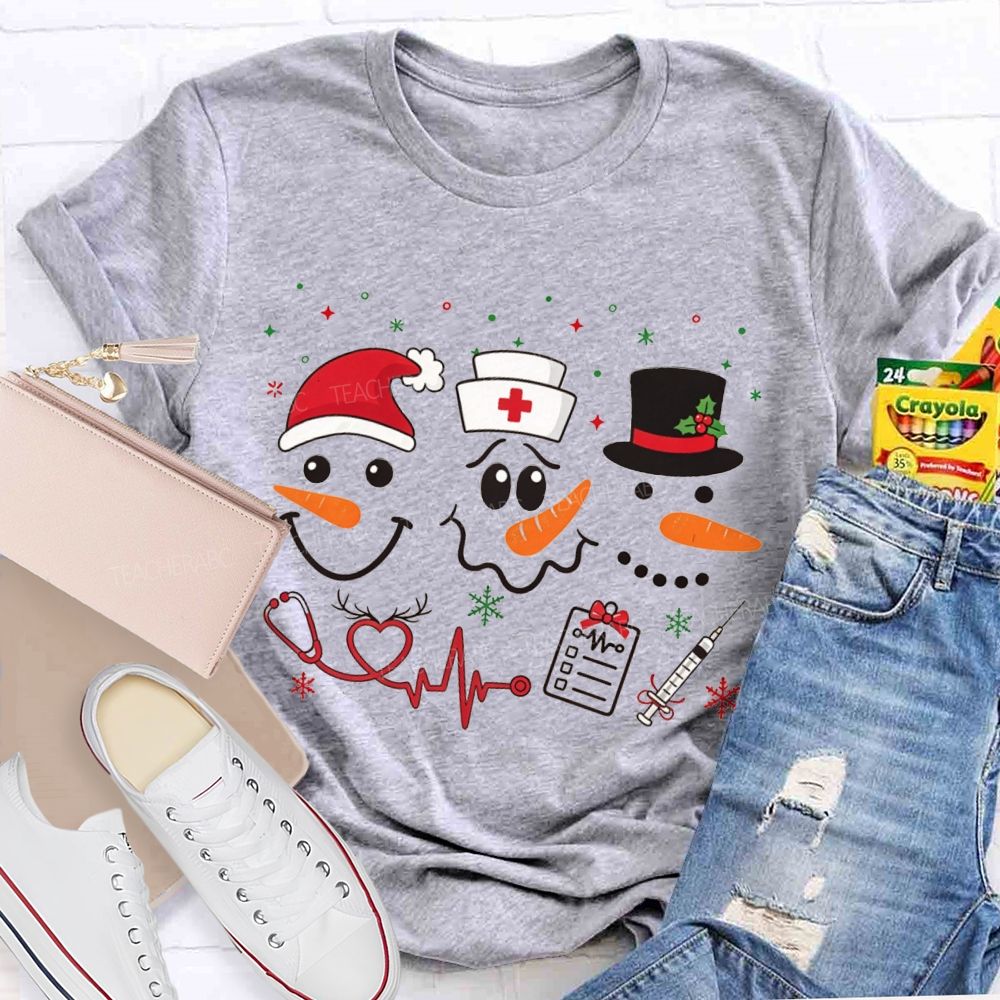 Nurse Christmas Three Snowmen T-shirt