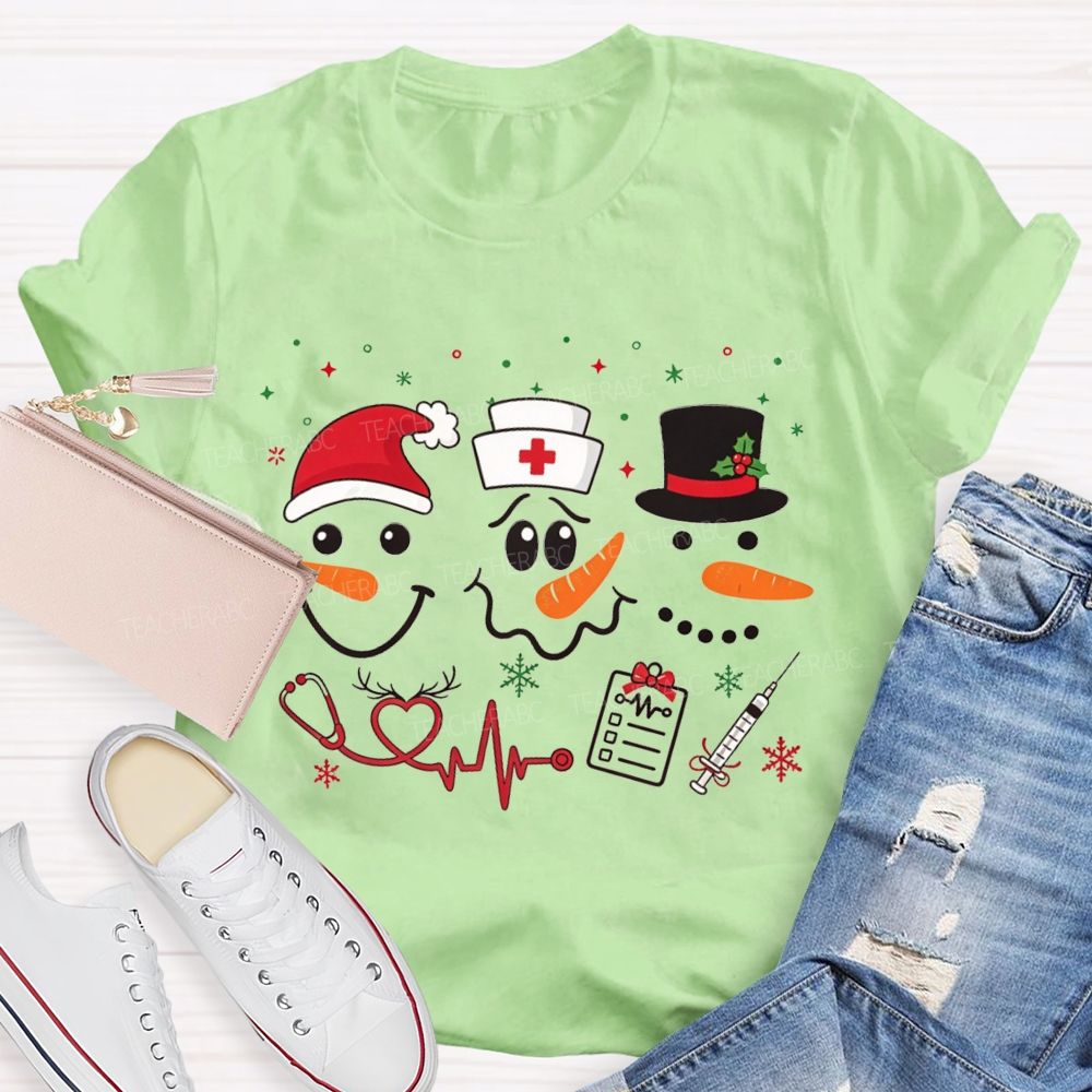 Nurse Christmas Three Snowmen T-shirt