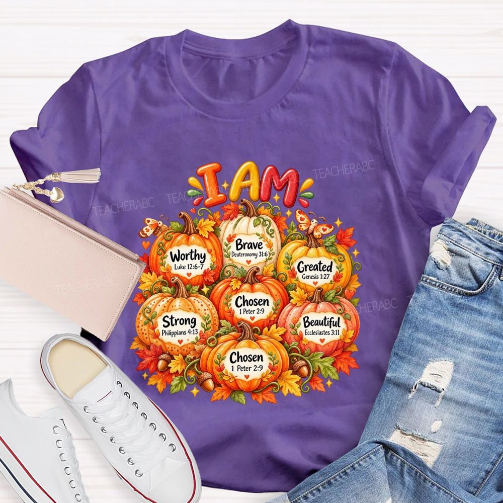 I Am Worthy Strong Brave Chosen Created Beautiful Fall Pumpkin T-shirt