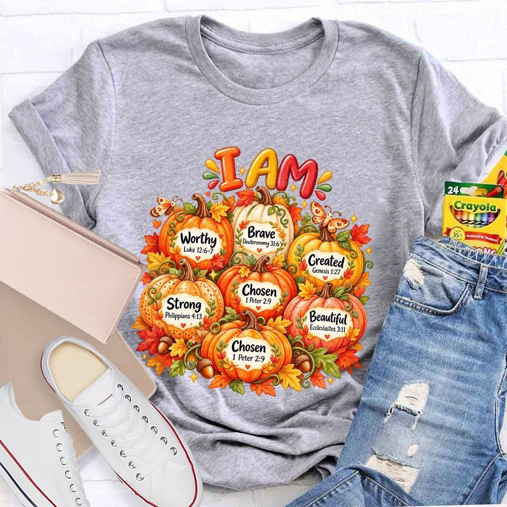 I Am Worthy Strong Brave Chosen Created Beautiful Fall Pumpkin T-shirt