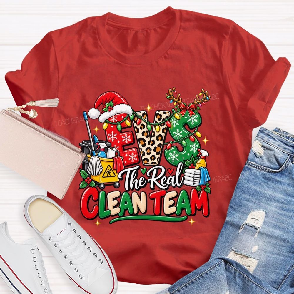 Evs The Real Clean Team Christmas Custodian T-shirt