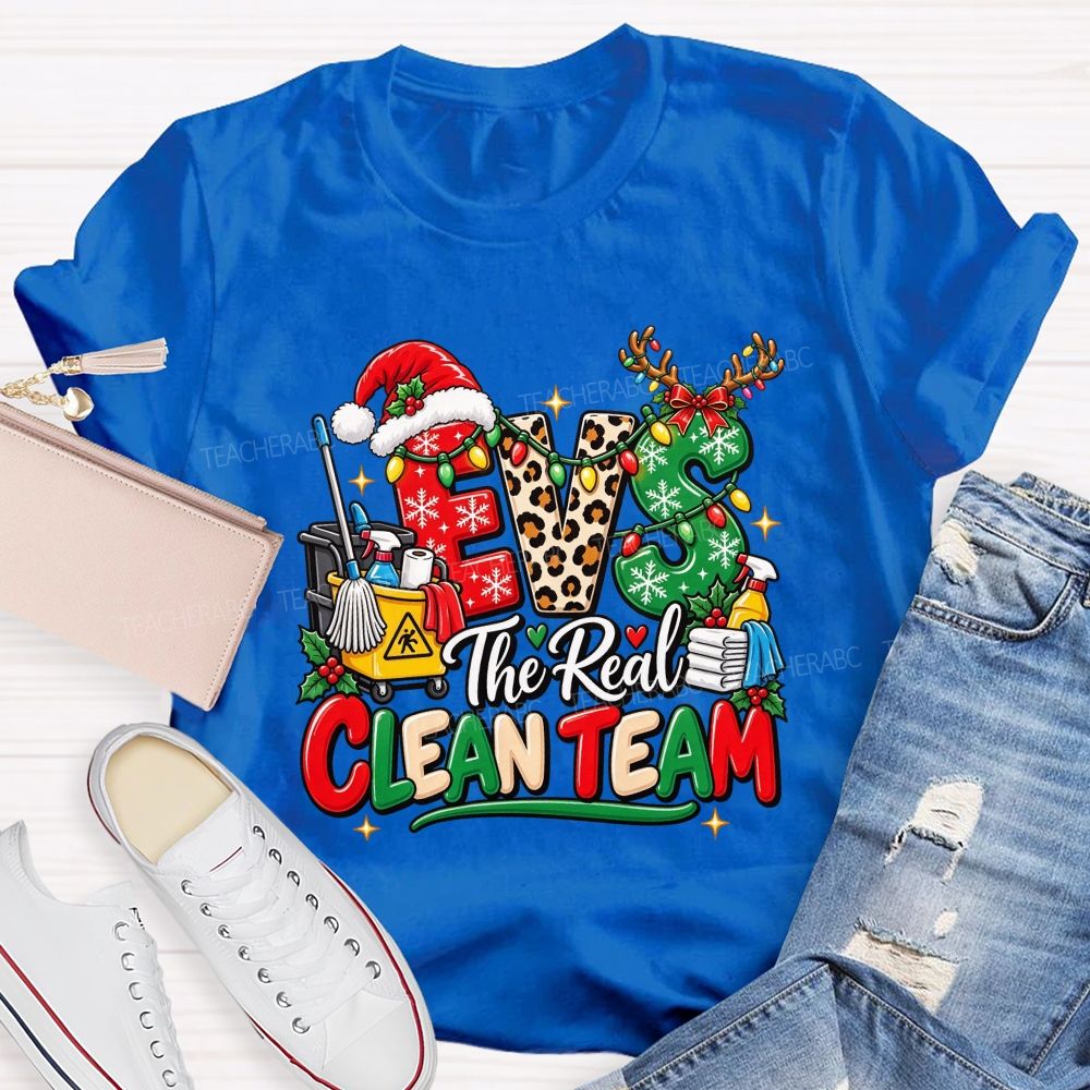 Evs The Real Clean Team Christmas Custodian T-shirt