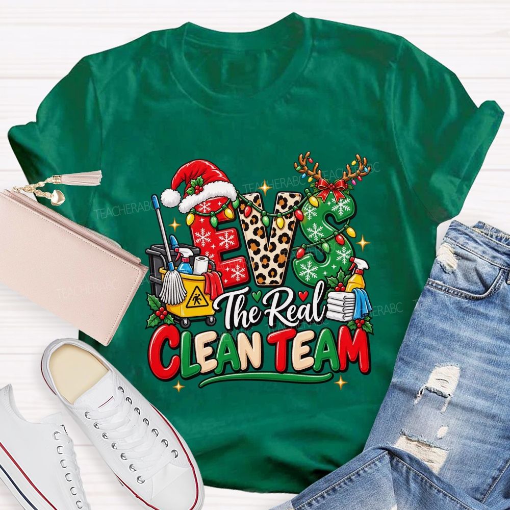 Evs The Real Clean Team Christmas Custodian T-shirt
