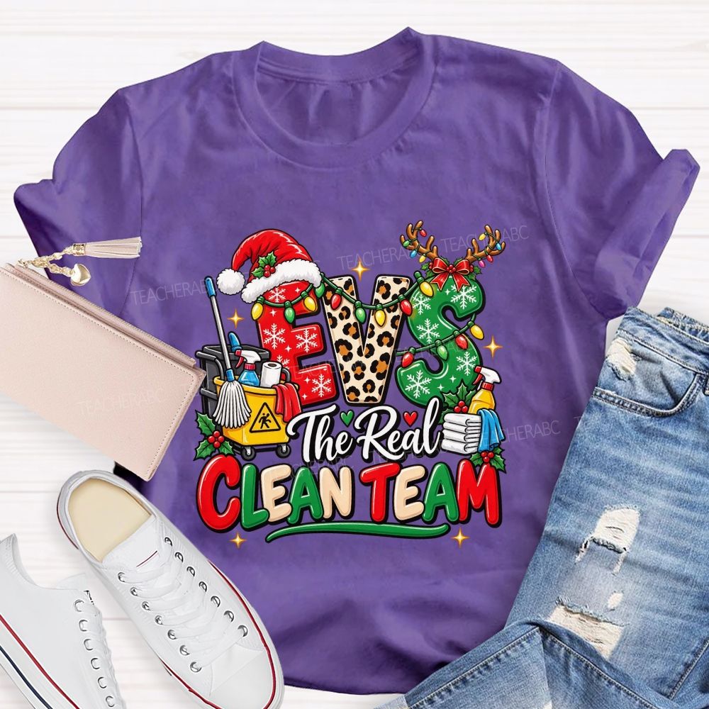 Evs The Real Clean Team Christmas Custodian T-shirt