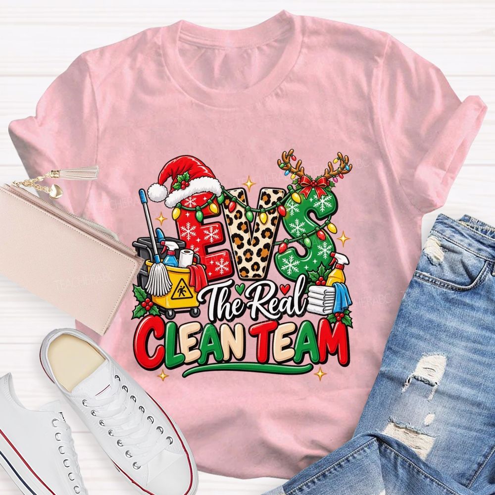 Evs The Real Clean Team Christmas Custodian T-shirt
