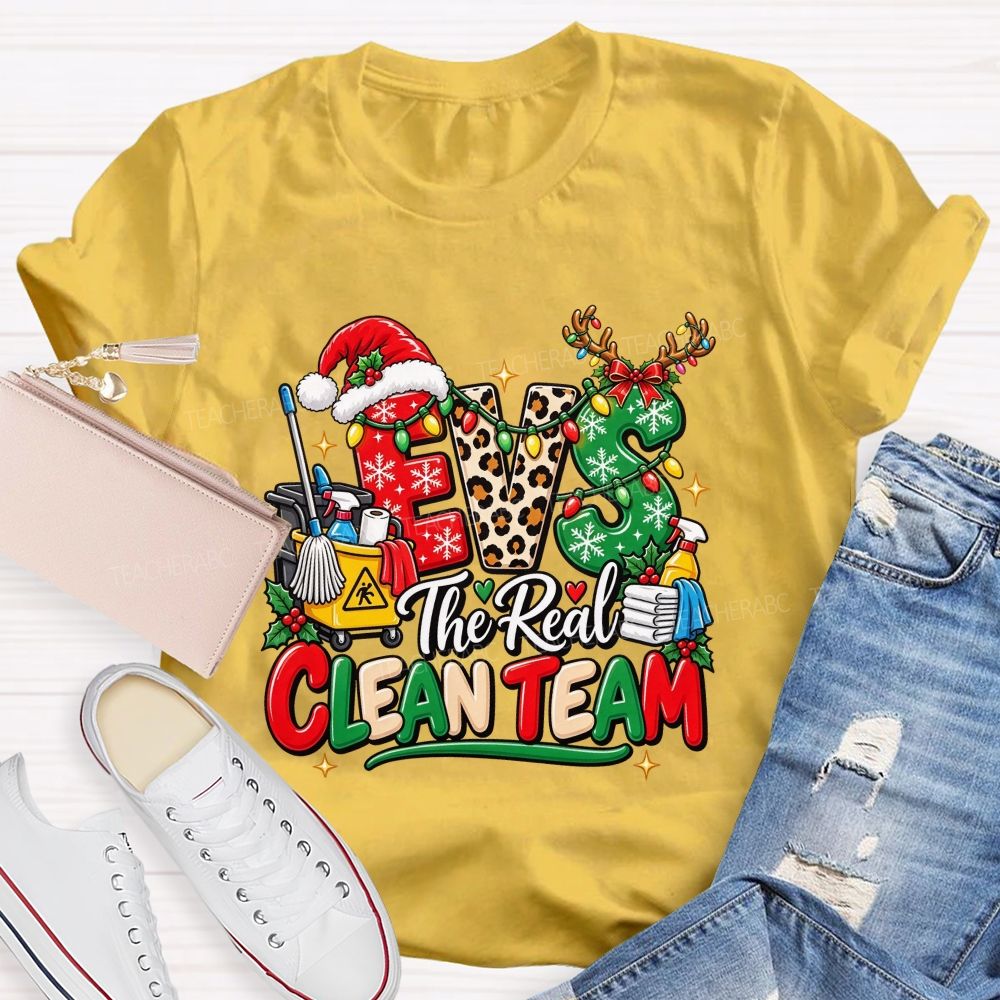 Evs The Real Clean Team Christmas Custodian T-shirt